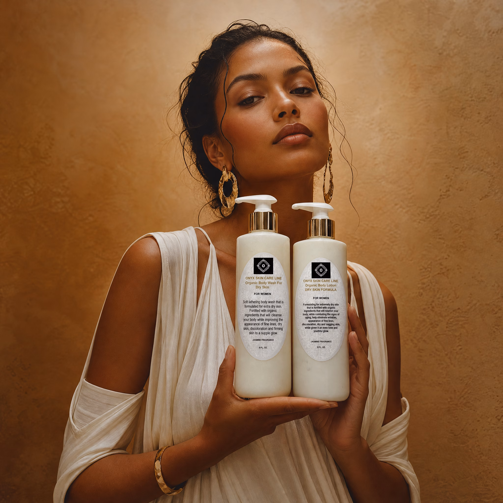 Onyx body wash and lotion lifestyle image